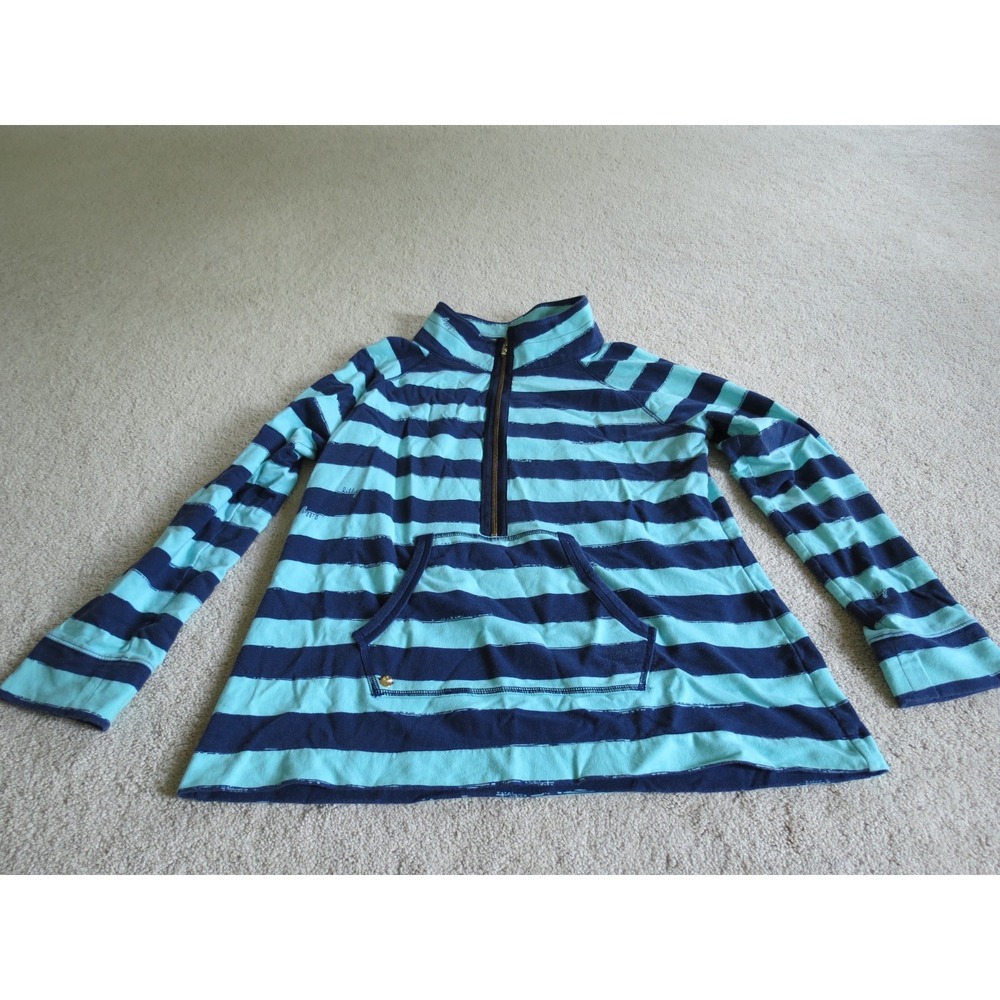 Womens Lilly Pulitzer Blue Green Striped Pullover Jacket Half Zip Size XL